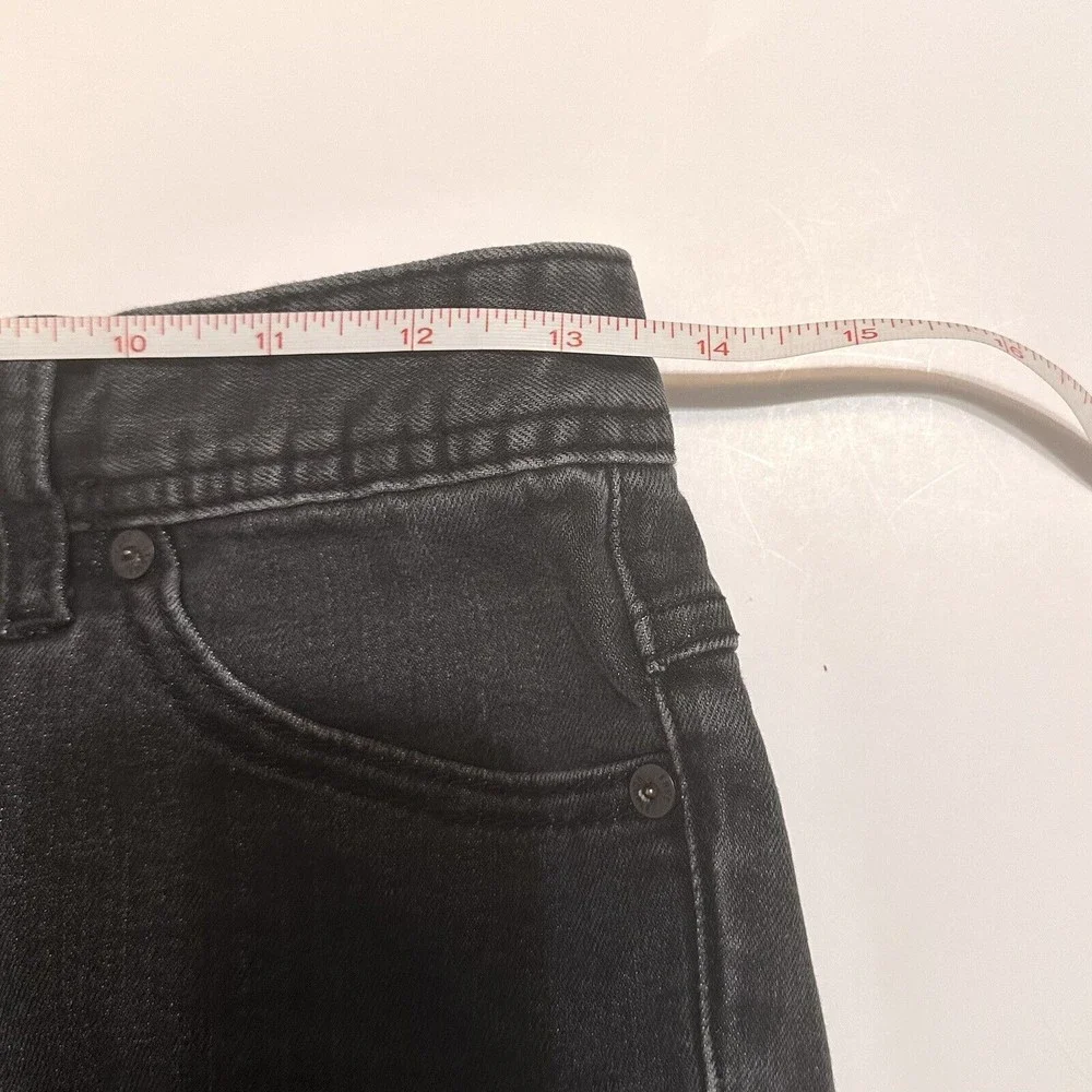 Free People Jeans Womens Size 25 Black Denim Pants Raw Hem Distressed 27x24 - Picture 6 of 8